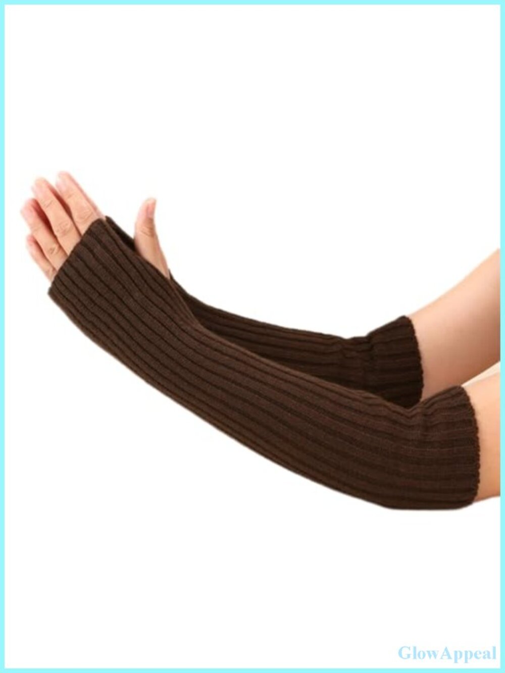 2 Pairs Knitted Fingerless Gloves Long Arm Warmers with Thumb Hole for Typing